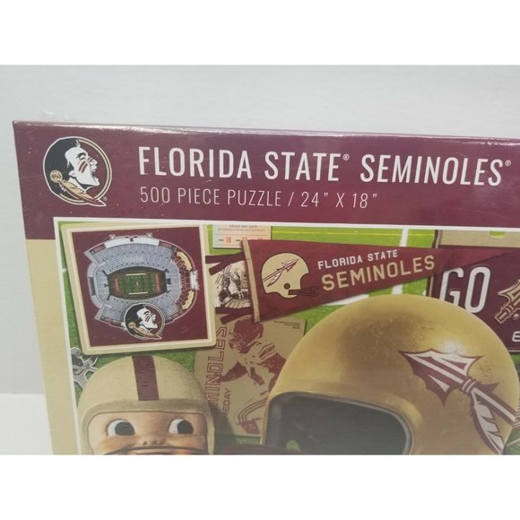 Florida Seminoles 500 Piece Puzzle 24"x18" Fear The Spear Nole Helmet Stadium A4 - Picture 2 of 10
